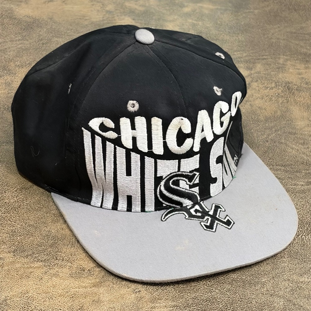 Logo 7 Snapback Hat Mens OSFA Black Chicago White Sox Vintage 90s MLB Cap